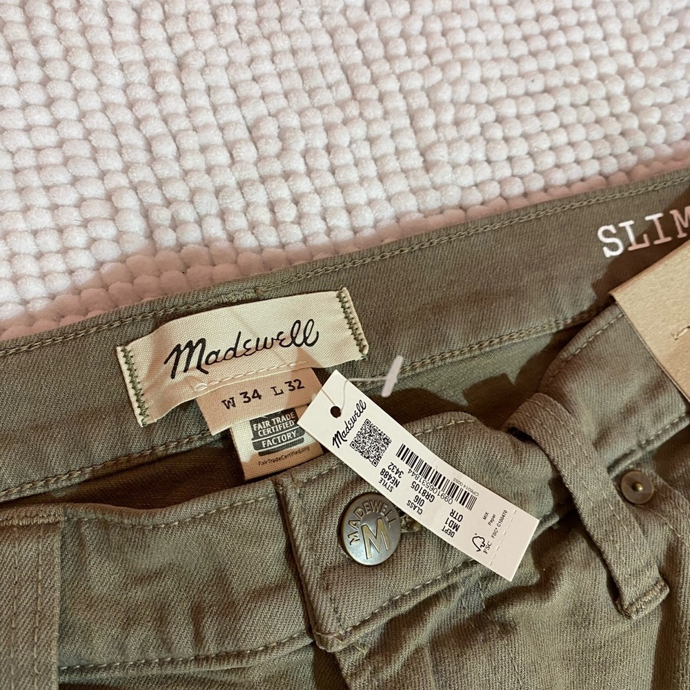 Madewell, slim pants, green